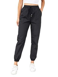 Women's Casual Drawstring Waist Jogger Workout Cargo Pants with Pockets