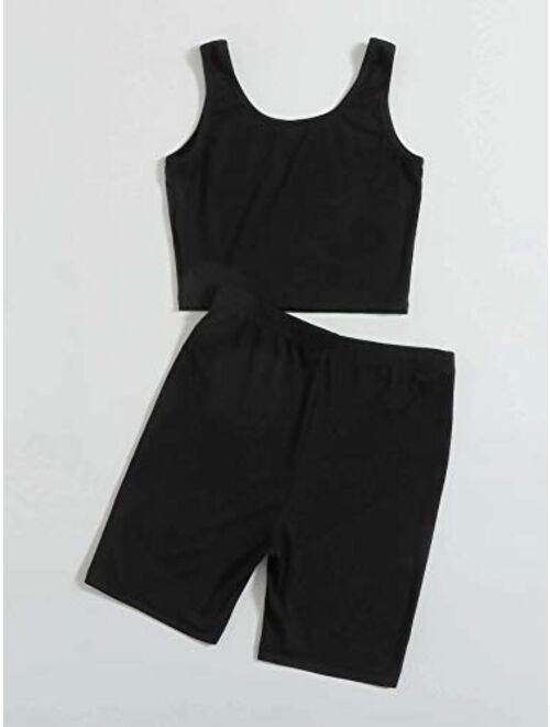 SweatyRocks Women's Two Piece Shorts Crop Tank Tops Bodycon Pants Sets Tracksuit