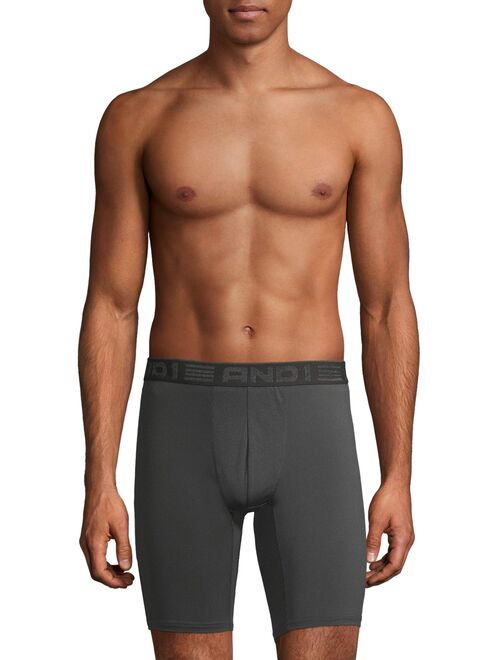 AND1 Men's Underwear Pro Platinum Long Leg Boxer Briefs, 6 Pack