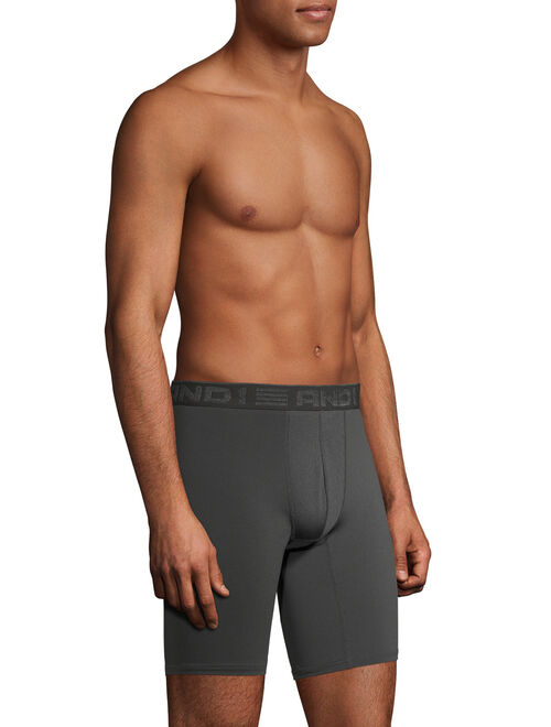 AND1 Men's Underwear Pro Platinum Long Leg Boxer Briefs, 6 Pack