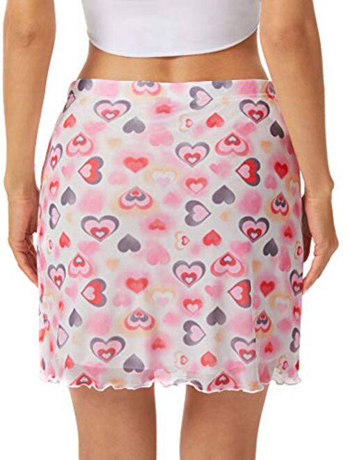 SweatyRocks Women's Casual Floral Print Split Bodycon Short Mini Skirt
