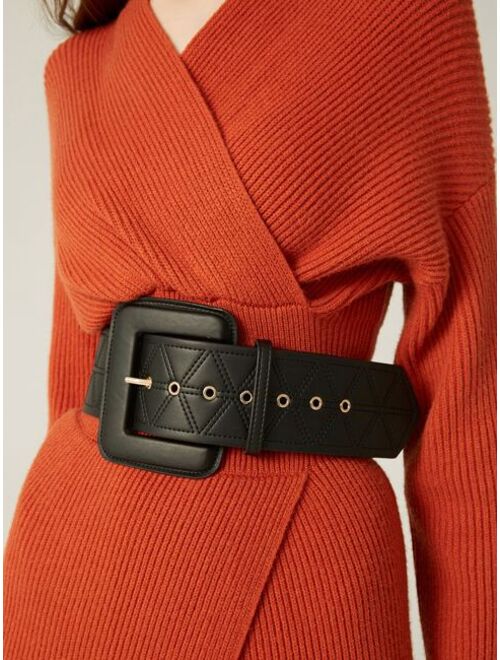MOTF Premium Rectangle Buckle Quilted Belt