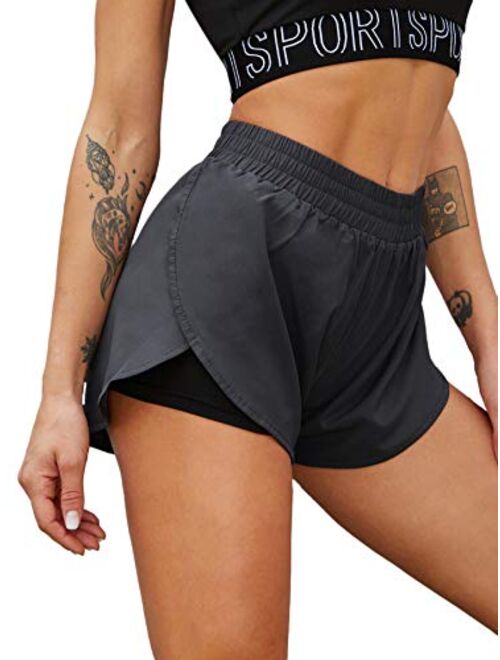 SweatyRocks Women's Gym Yoga Short Pants Activewear Athletic Running Shorts