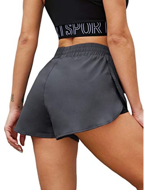 SweatyRocks Women's Gym Yoga Short Pants Activewear Athletic Running Shorts