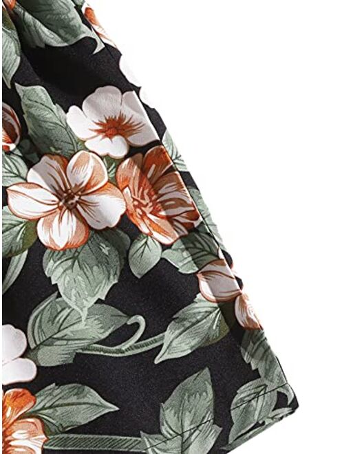 SweatyRocks Women's Casual Tribal Print Elastic Waist Tie Front Summer Beach Shorts