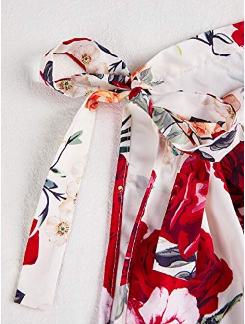 SweatyRocks Women's Floral Printed Summer Romper Boho Beach 2 Piece Outfits Top with Shorts