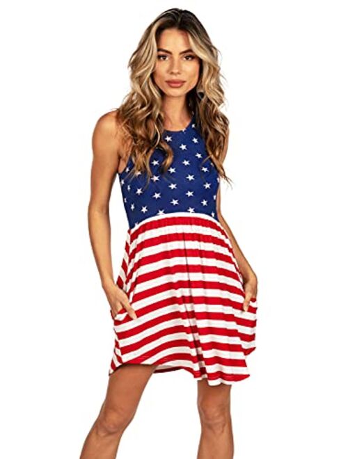 Tipsy Elves Women's Cute American Flag Sundresses for Summer, July 4th and BBQs