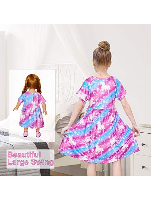 Doll and Girl Matching Nightgown Unicorn Outfit Pajamas Night Dress for Girls and 18" Dolls Clothes
