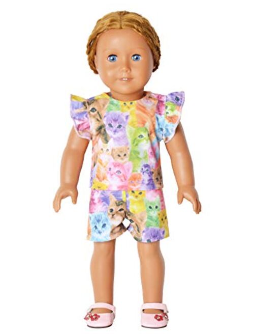 CHILDRENSTAR Matching Girls&Doll Pajama Sets Summer Pjs Flutter Sleeve Sleepwear