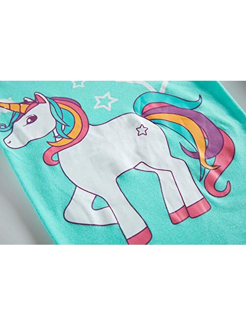 Babyroom Girls Matching Doll&Toddler 4 Piece Cotton Pajamas Toddler Unicorn Sleepwear