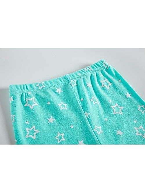 Babyroom Girls Matching Doll&Toddler 4 Piece Cotton Pajamas Toddler Unicorn Sleepwear