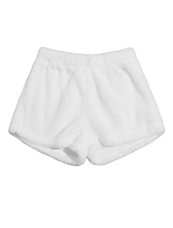 SweatyRocks Women's Casual Fuzzy Pajama Shorts Fluffy Lounge Short Pants 