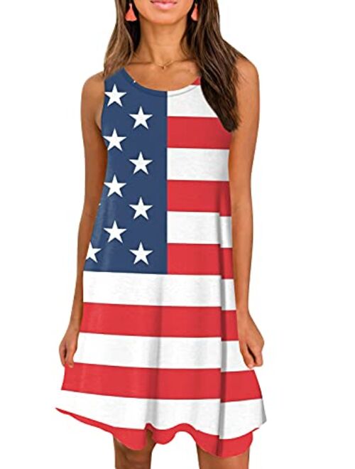 For G and PL Women's 4th of July American Flag Sleeveless T-Shirts Dress