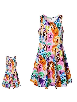 Matching Girls & Doll Flower Dresses Sleeveless Summer 18" Dolls Clothes