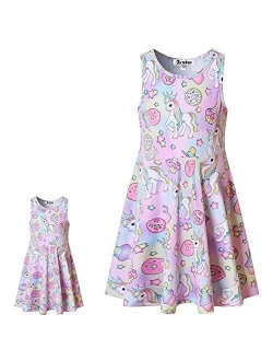 Matching Girls & Doll Flower Dresses Sleeveless Summer 18" Dolls Clothes