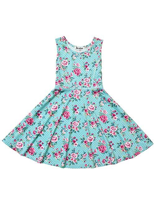 Jxstar Matching Girls & Doll Flower Dresses Sleeveless Summer 18" Dolls Clothes