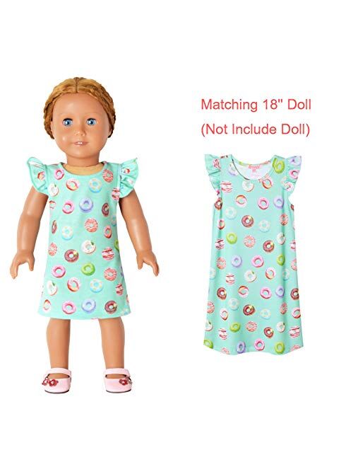 Matching Girls & 18" Dolls Nightgown Unicorn Nightdress Sleepwear Pajamas
