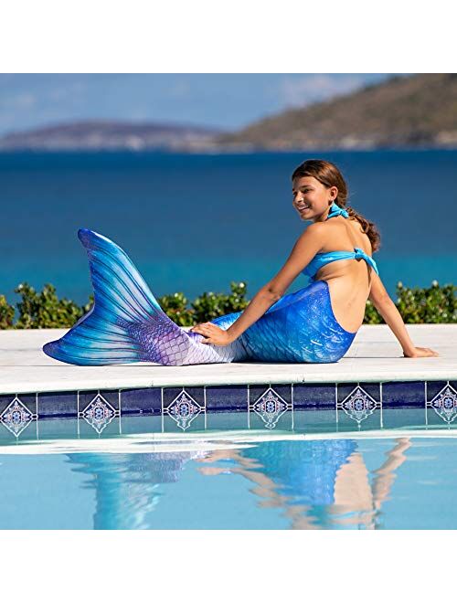 Fin Fun Limited Edition Wear-Resistant Mermaid Tail for Swimming, Kids and Adults, NO Monofin, for Girls and Boys, Blue Lagoon, Adult S