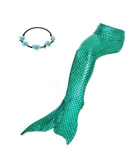 GALLDEALS Mermaid Bathing Suit Swimsuit Cosplay Costume for Kids Girls Adults (No Monofin)