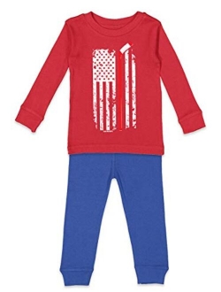 Hockey Stick American Flag - Sports USA Kids Pajama Set