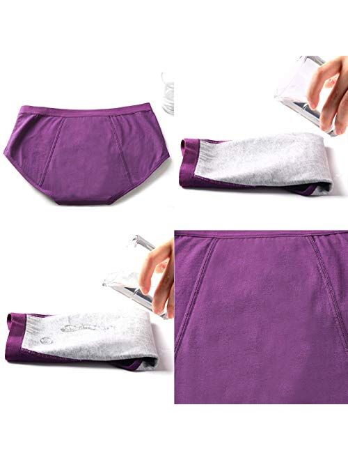 OLIKEME Menstrual Period Underwear for Women Mid Waist Cotton Postpartum Ladies Panties Briefs Girls