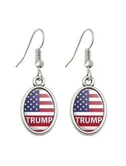 GRAPHICS & MORE President Trump American Flag Novelty Dangling Drop Oval Charm Earrings