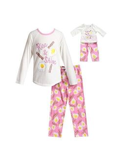 Dollie & Me girls Rise & Shine Art Pajamas With Matching Doll Outfit in