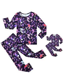 Matching Dolls & Girls Pajamas Unicorn Pjs Set Kids Cotton Sleepwear Pyjama…