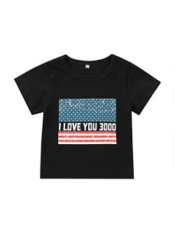 4th of July Little Boys' Short Sleeve American Flag Cotton Children Independence Day Clothes Summer T-Shirt
