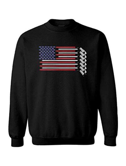 Haase Unlimited American Flag - Hockey Sticks Pucks Toddler Fleece Crewneck Sweater