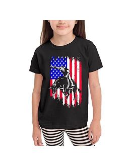Rodeo Bull Rider Patriotic American Flag T Shirts for Toddler Boys Girls Summer Shirts Fashion Short Sleeve Tee