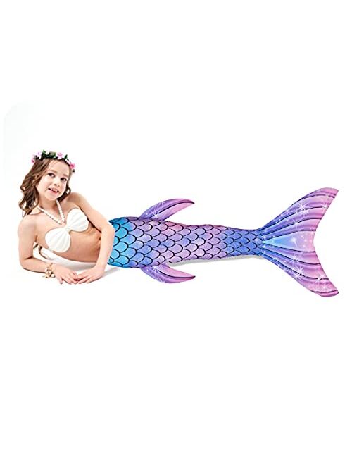Lindanina Mermaid Tails for Swimming Little Girls Swimsuit Princess Swimmable Bathing Suit Costume Kids Sparkle Swimwear 