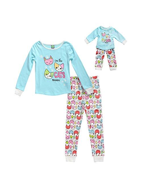 Dollie & Me Girls' Snug Fit Sleepwear Set and Matching Doll Outfit
