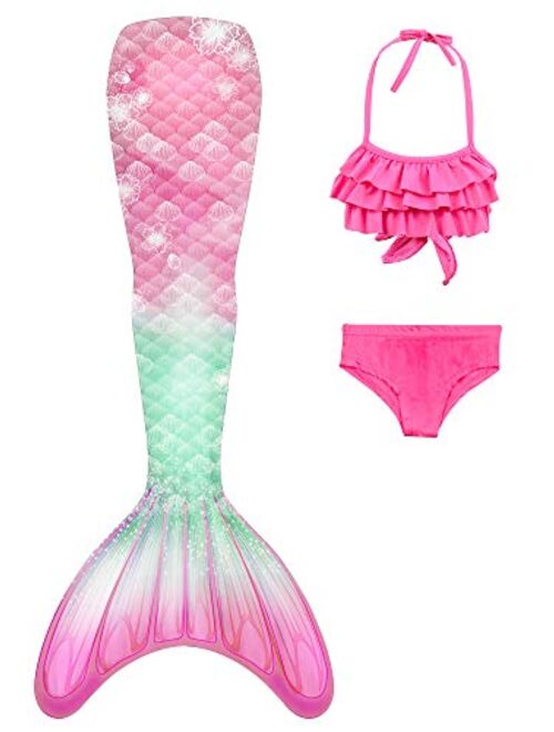 Mermaid Tail Swimsuit with Monofin Girls Boys Swimwear Bikini Set