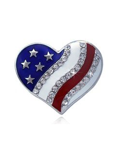 cocojewelry 4th of July American Flag Heart Star Stretch Resizable Band Cocktail Ring