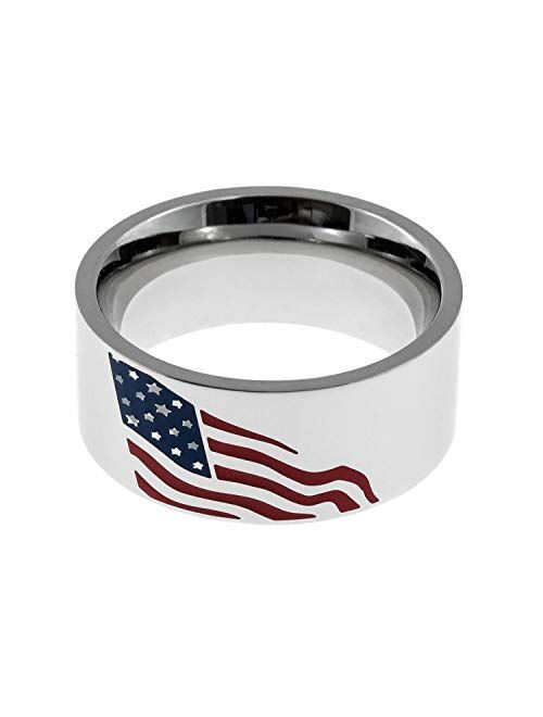 Joyful Sentiments Patriotic Jewelry Stainless Steel American Flag Ring