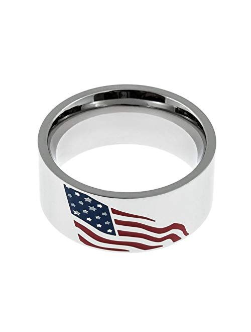 Joyful Sentiments Patriotic Jewelry Stainless Steel American Flag Ring