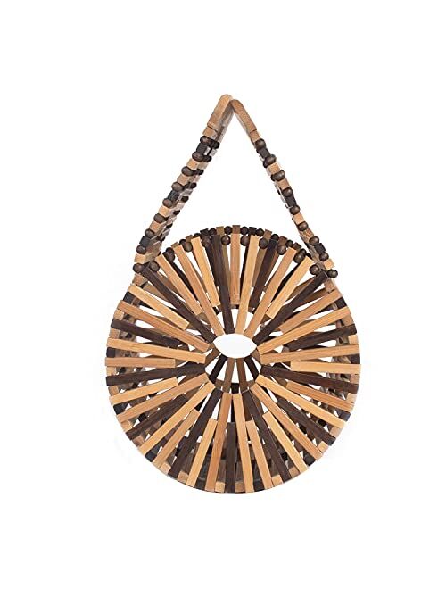 RULER TRUTH Bamboo Handbag Tote by Handmade Straw Weave purse Multiple Styles Bamboo Bag for Women Beach