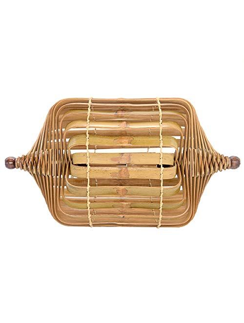 Miuco Women Bamboo Bag Handmade Basket Nest Large Bag Hollow Tote Lantern Beach Bag