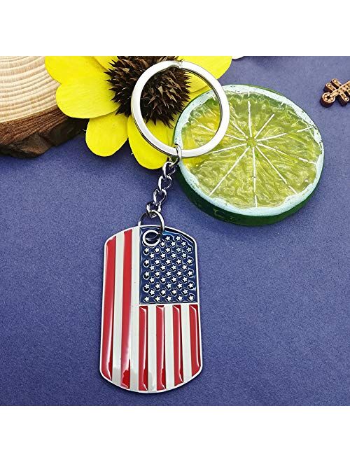 American Flag Keychain Patriotic US Keyrings Metal Key Rings Souvenir Gifts for 4th of July, Labor Day, and Veterans' Day Festivities Birthday Christmas Gift for Men Wome