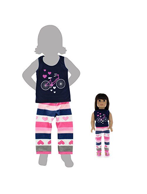 Girl and Doll Matching Outfit Clothes - Tank Top and Sweatpants Set for Girl & Doll