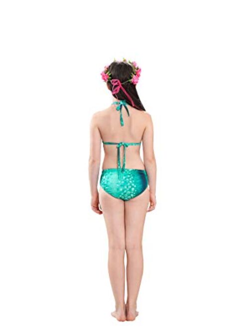 Fishtailfun Mermaid Swimsuit Costume Cosplay Mermaid for Swimming for Girls, Princess Bikini Set