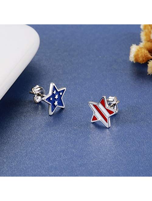 Fashion Patriotic Independence American Flag Clip-On Earrings For Women/AZAEPT204