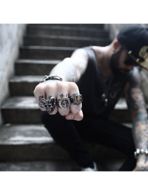 ZMY Home Genuine Stainless Steel Ring Jewelry for Men Fashion Punk Biker Skull Rings