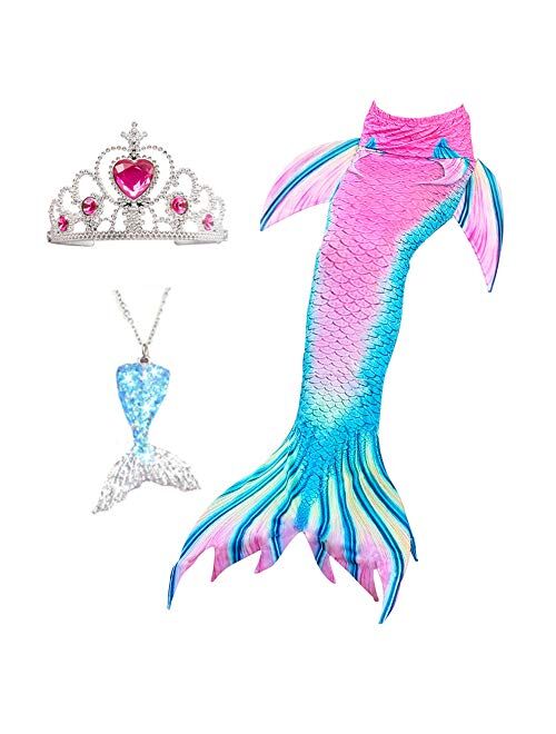 Mermaid Tail Tails Swimmable Costume Swimsuit for Girls Swimming (No Monofin)