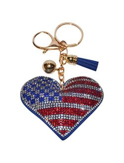 Bling American Flag Keychain Republican Handbag Charm Democrat Crystal Bag Charm