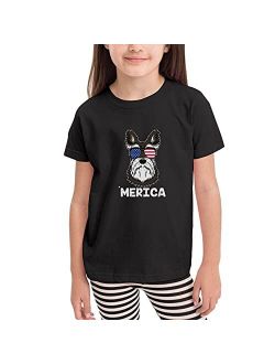 Vustu Patriotic America Schnauzer Dog T Shirts for Toddler Boys Girls Summer Shirts Fashion Short Sleeve Tee