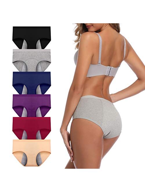 JojoQueen Womens Underwear, Menstrual Period Underwear for Women Girls Cotton Panties Mid Waist Comfortable Easy Clean Briefs