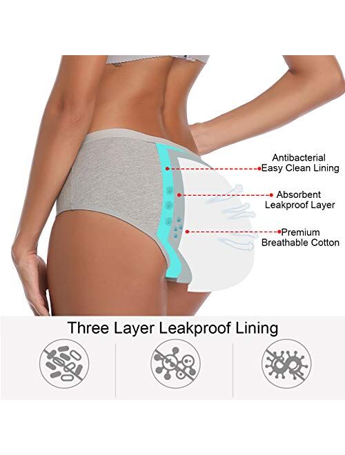 JojoQueen Womens Underwear, Menstrual Period Underwear for Women Girls Cotton Panties Mid Waist Comfortable Easy Clean Briefs