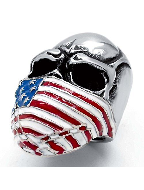 Elfasio Men's Stainless Steel Ring American Flag Mask Skull Biker Jewelry (US Size 8 to 15)